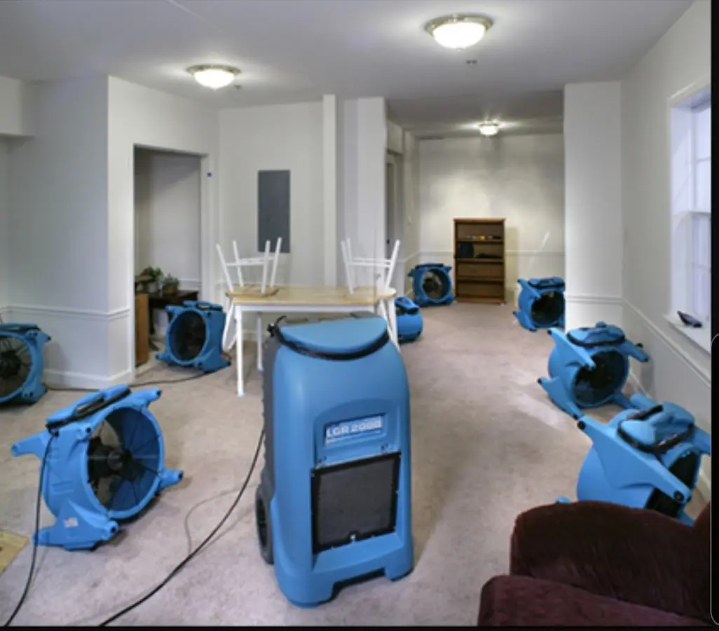 Air movers and dehumidifier setup for Water Damage Restoration in Lemon Grove